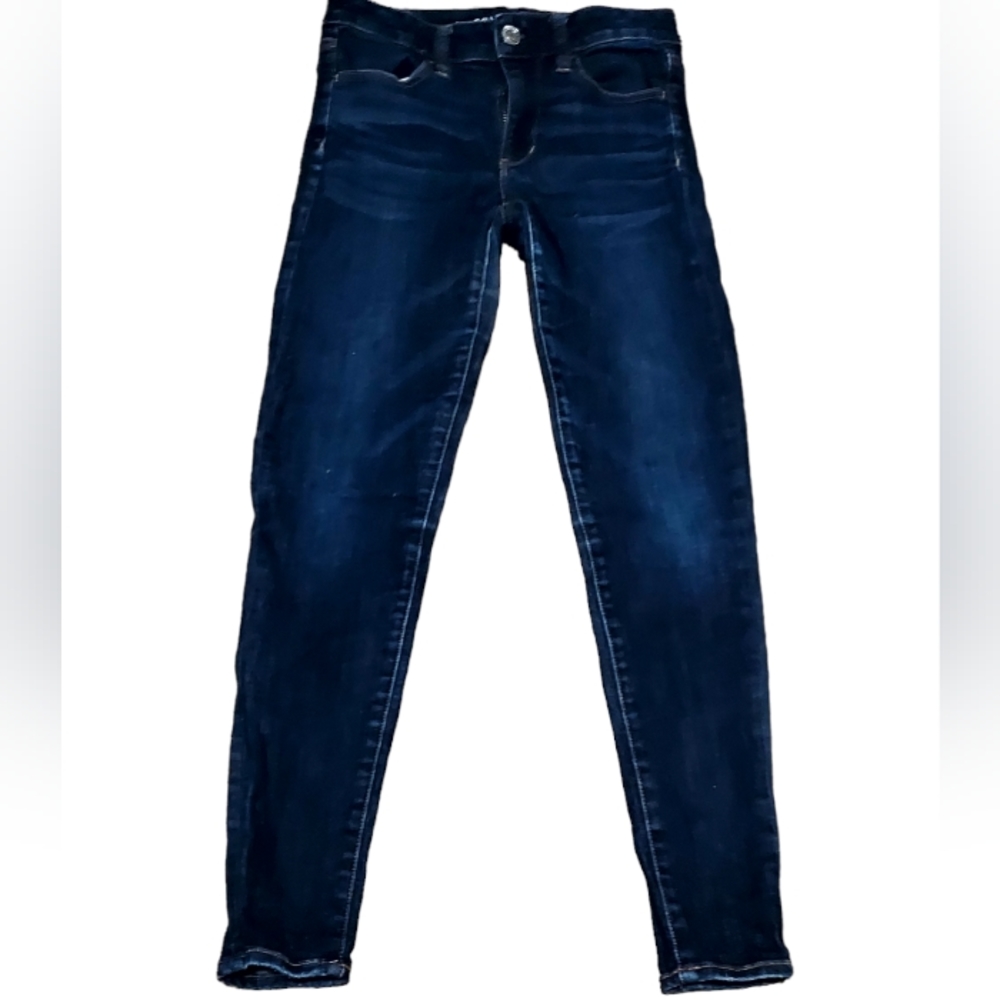 Title:American Eagle Outfitters 2 Stretch Skinny Jeans Dark Blue Denim
